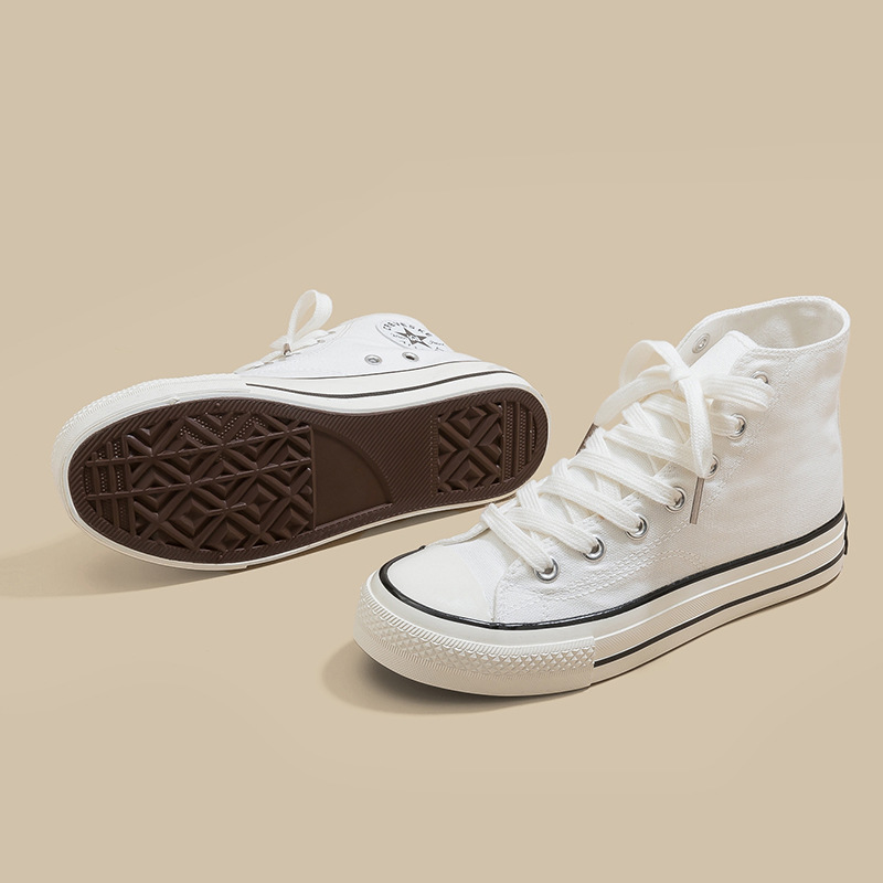 Retro clásico de la década de 1970 tres veces vulcanizado aceite brillante zapatos de lona de alto perfil para hombres y mujeres parejas de zapatos de skate de estudiantes versátiles