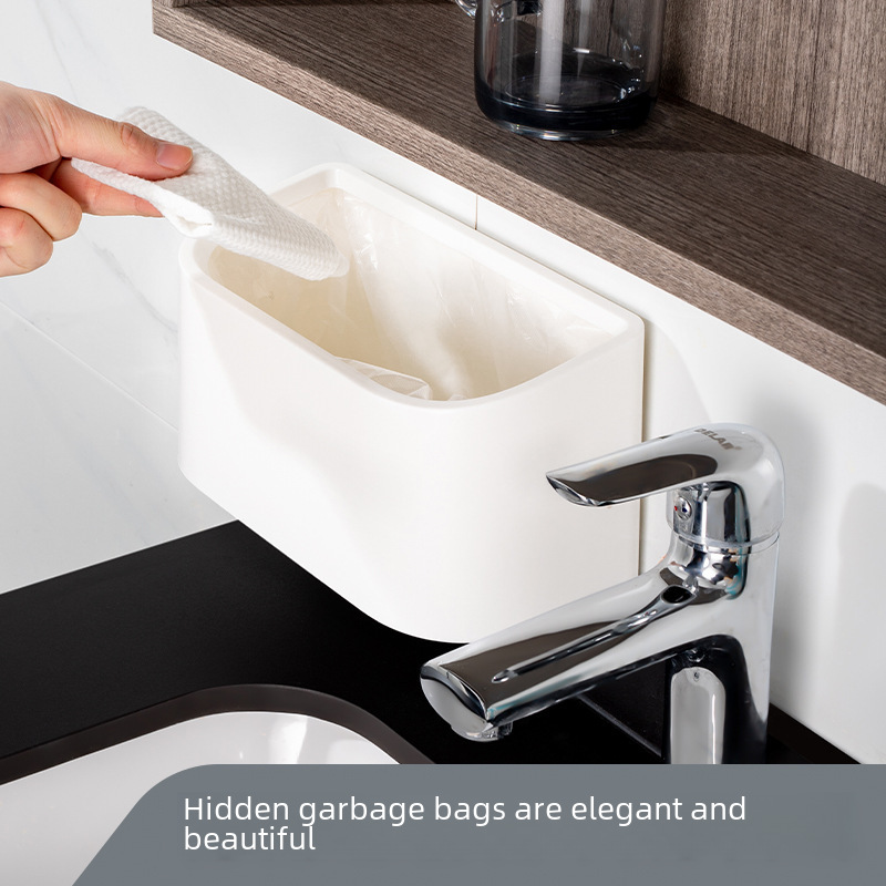 2332 Japanese-style wall-mounted trash bin for home, bathroom, and toilet wall, no-drilling, uncovered trash bin