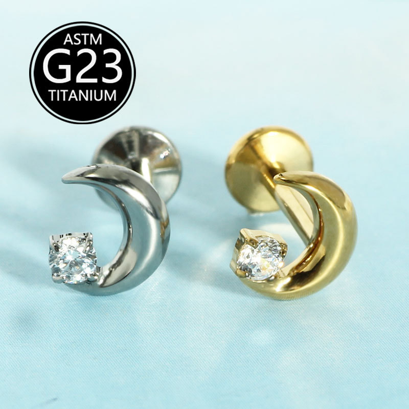 16G labret stud size and finish detail