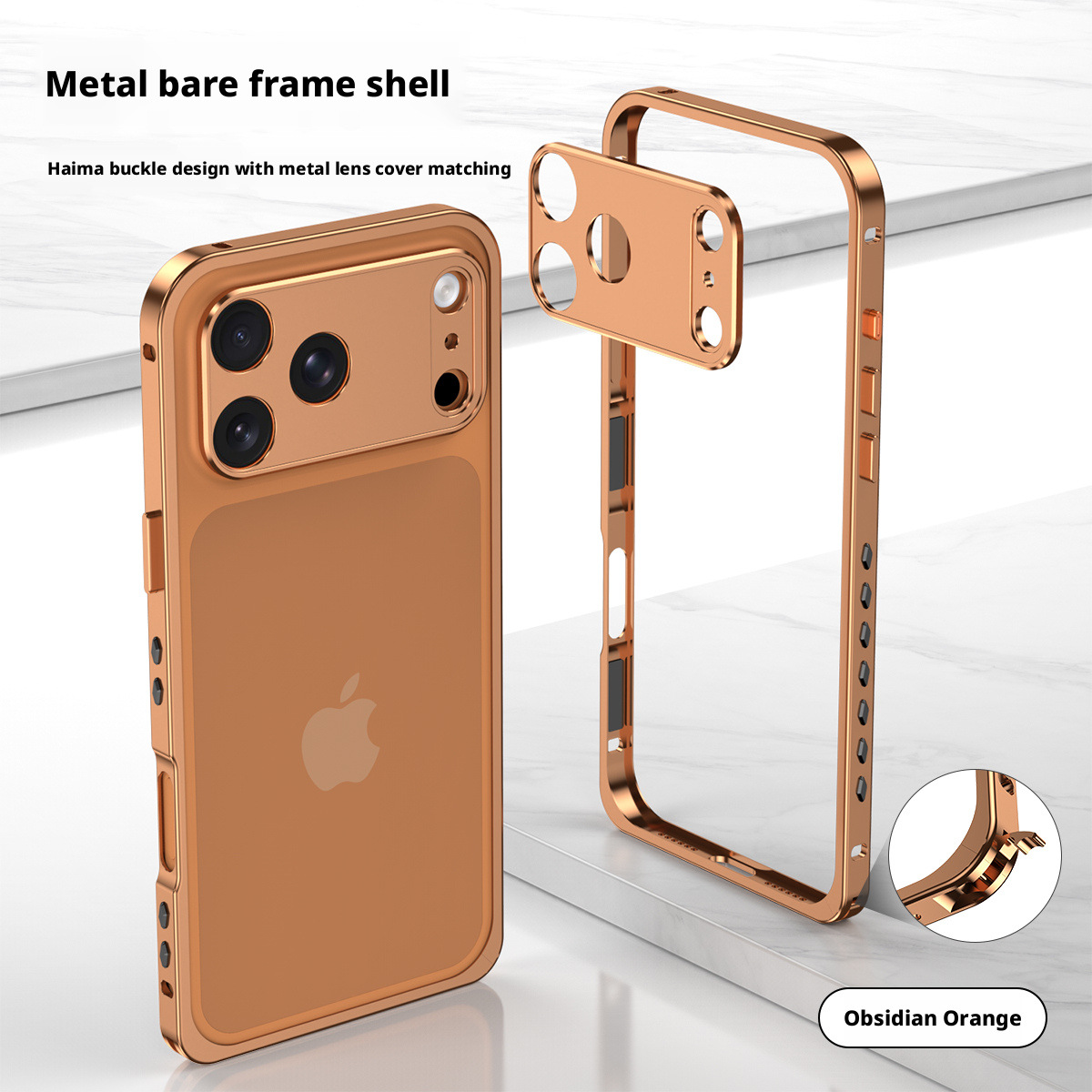 Ốp lưng iPhone viền kim loại tản nhiệt chống sốc dạng khung móc biển — Cam, Bạc, Đen, Xanh chi tiết 17