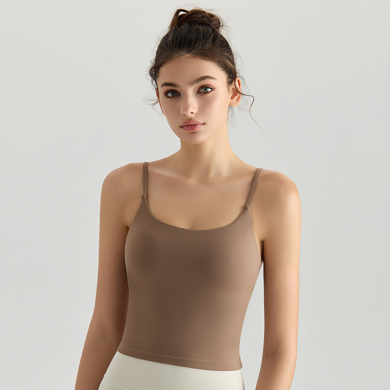 Chaleco de yoga Weiman Fitness Sling para mujer, con almohadilla integrada para el pecho, a prueba de golpes y antibacteriana, tirantes finos, espalda en forma de U, hermoso sujetador deportivo.