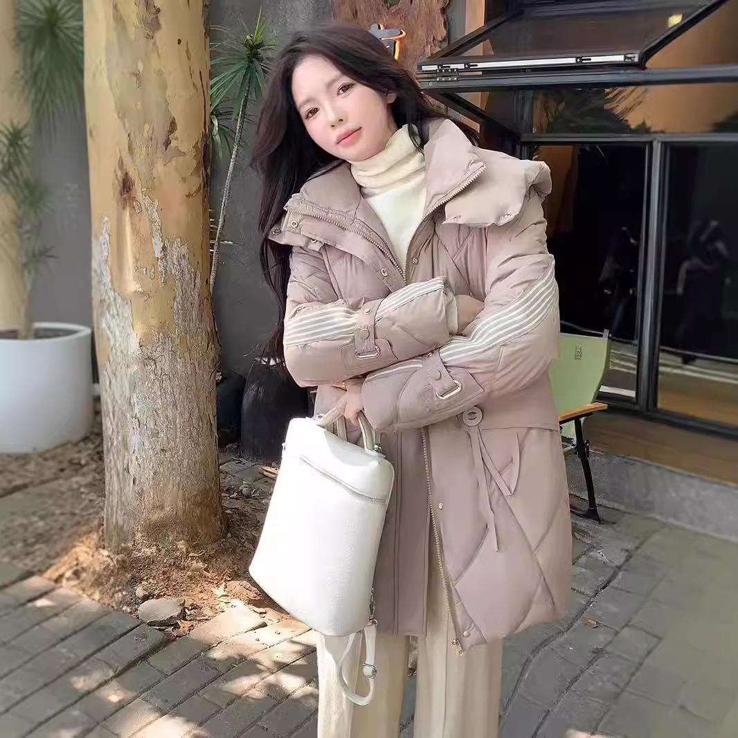 2024 nueva moda coreana suelta y gruesa chaqueta de algodón con capuchón chaqueta de algodón de moda