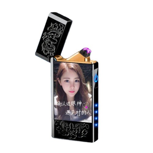 Cross-border rechargeable fingerprint sensor lighter personalized photo engraving lighter fashion gift for boyfriend