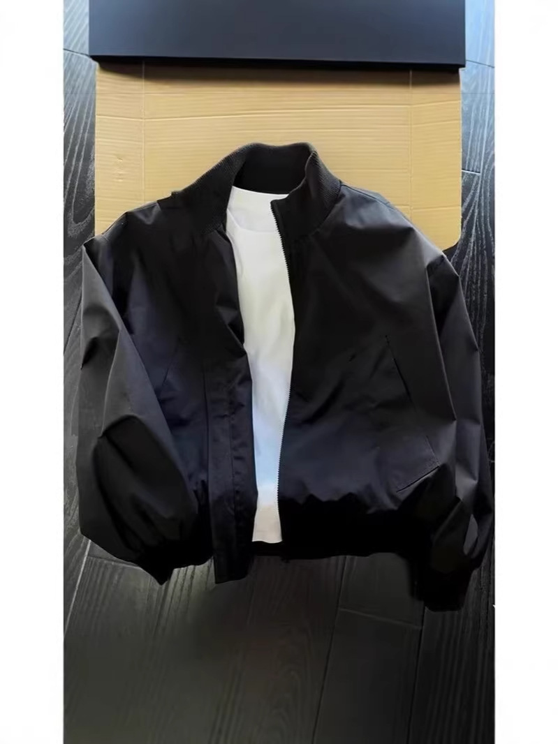 Chaqueta de piloto corta de estilo marrón americano de otoño bombarderos de cuello de béisbol chaqueta de trabajo de alto nivel