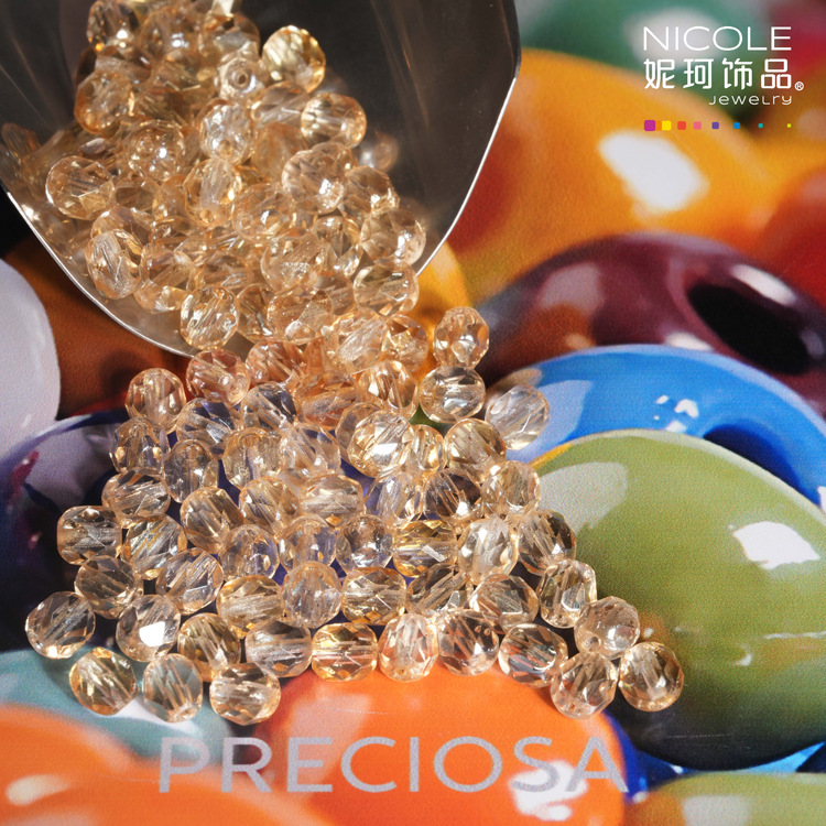 Importación Checa Baosha 7mm cuentas de fuego, collar de cuentas de mano, pulsera, accesorios de material DIY, aproximadamente 100 piezas