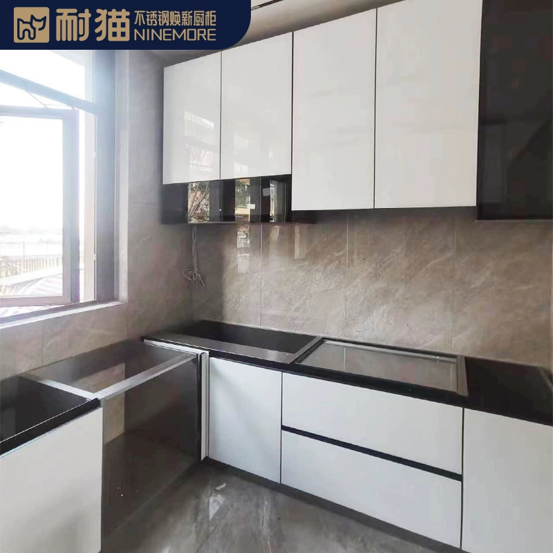 Профессиональный кухонный шкаф из нержавеющей стали Фабрика по индивидуальному заказу Западная кухня Остров Открытая кухня Все украшения дома из нержавеющей стали Сотрудничество