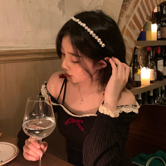 French retro pearl temperament hair clip for women, niche high-end, delicate headband hair accessory for daily outings