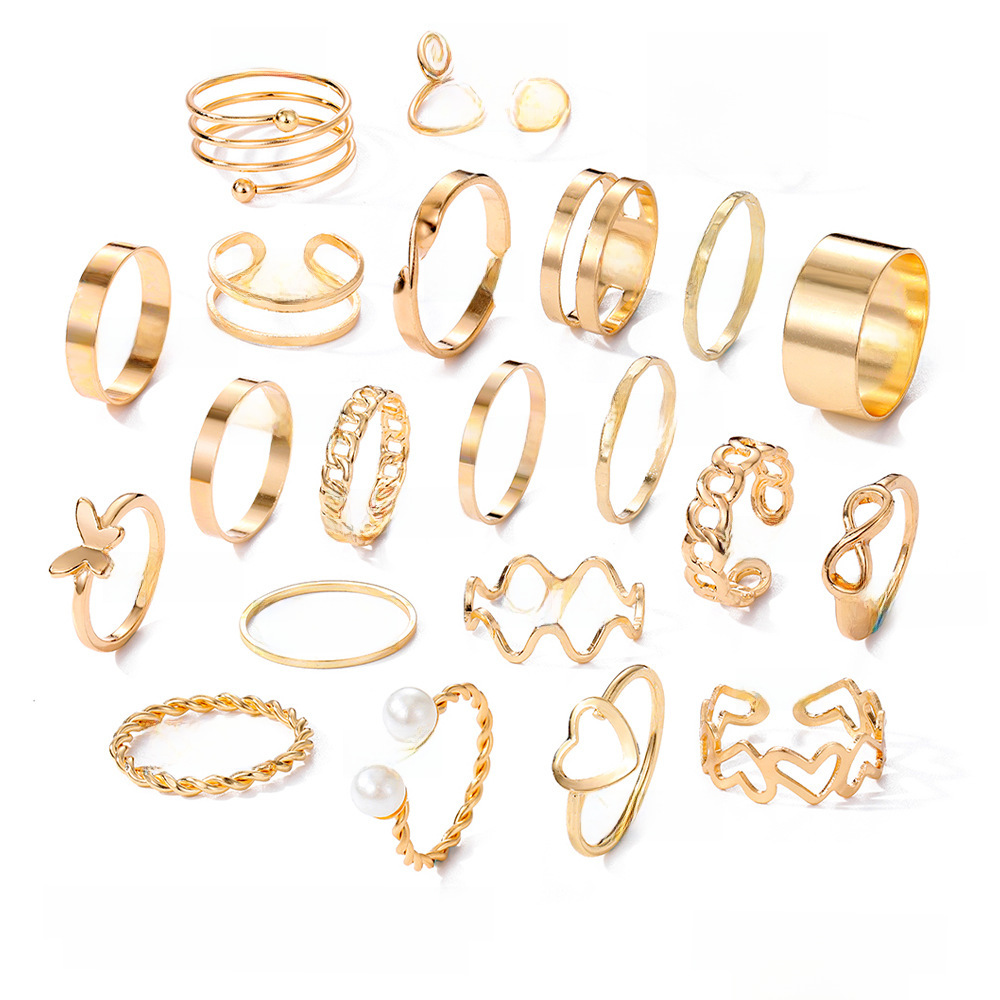 Multi-joint ring sæt til kvinder 22-dele sommerfugl ringe_voghion.com