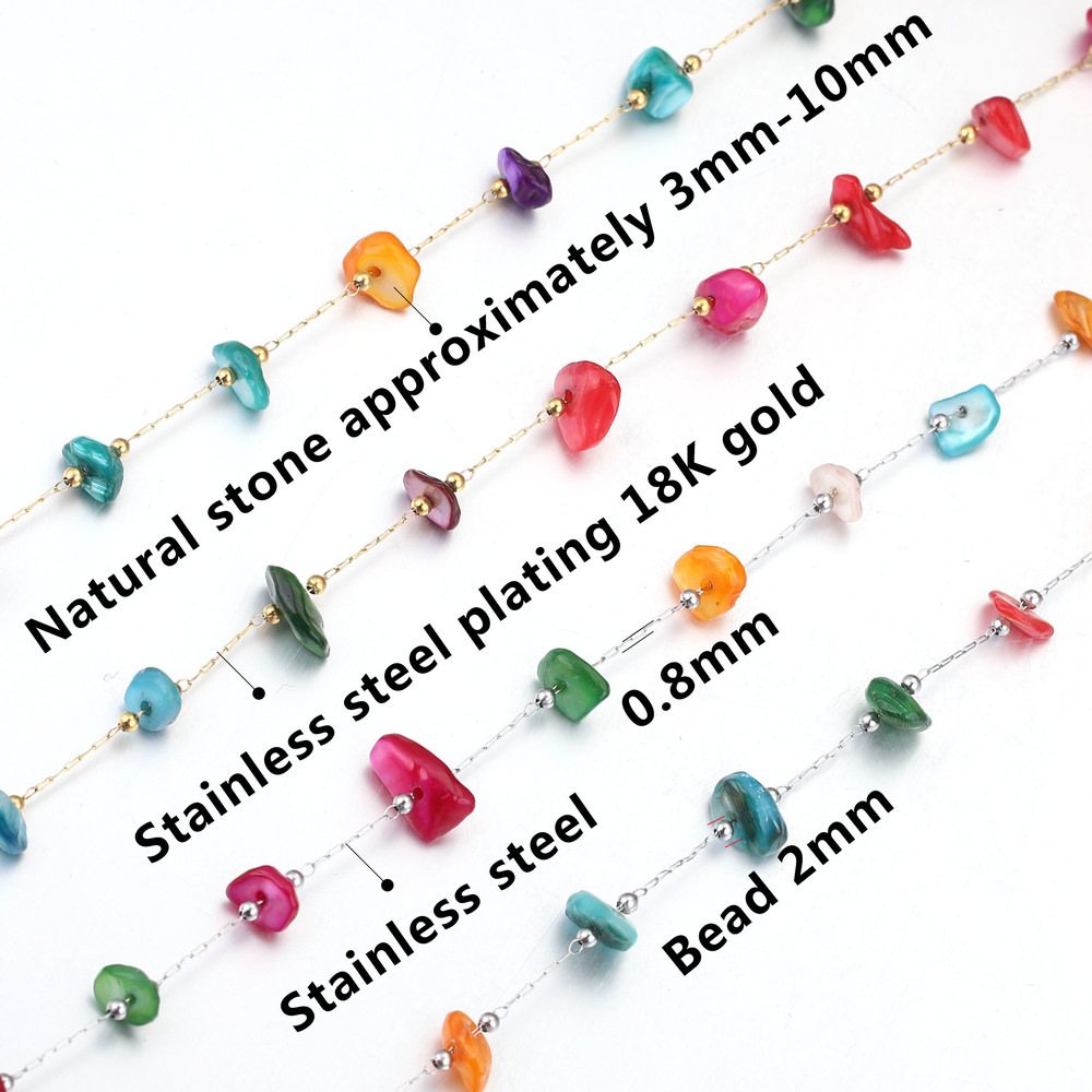 Acero inoxidable cabeza de piedra de color clip de cadena de cuentas DIY collar pulsera Cadena de joyería hecha a mano cadena accesorios de joyería