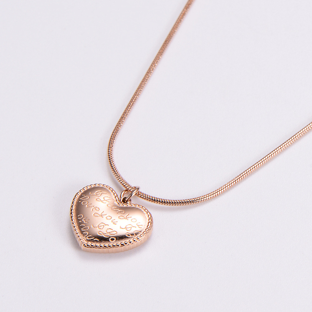 Womenu0027S Simple Style Heart shape Stainless Steel No Inlaid Pendant Necklace Carving Stainless St