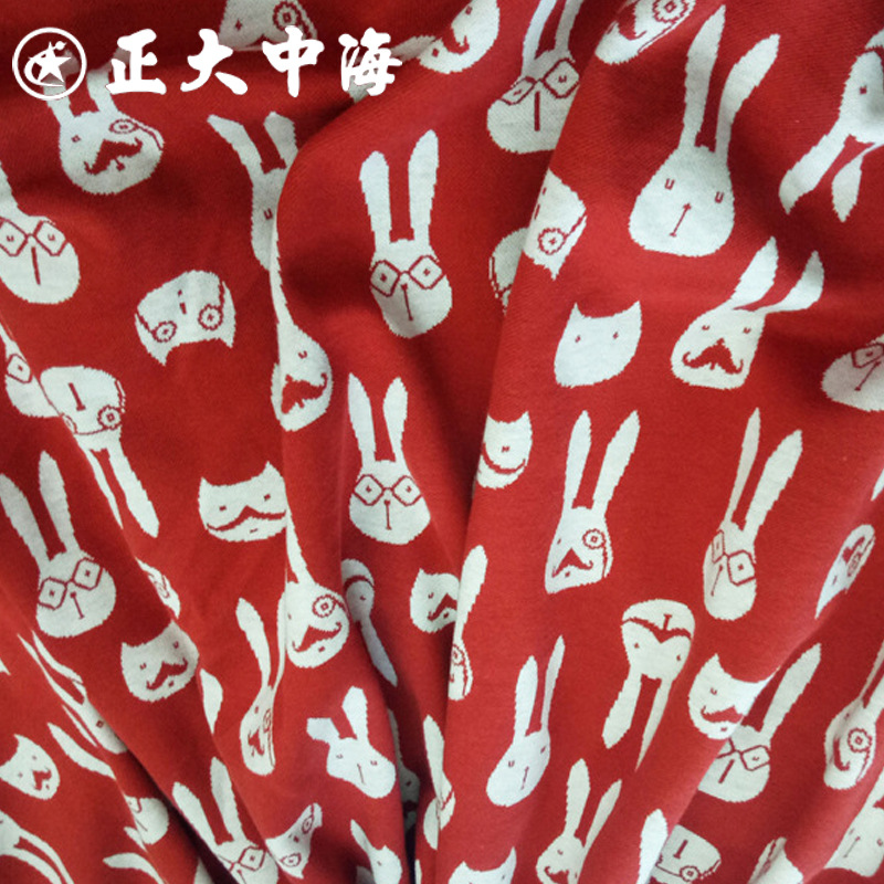 现货2023拜年生肖兔 中国风提花布料 秋冬童装亲子装上衣服装面料