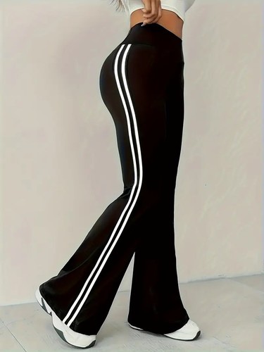 Cross-border Temu women's high-waisted draping wide-leg casual pants for spring and summer new yoga bell-bottom pants with side white stripes
