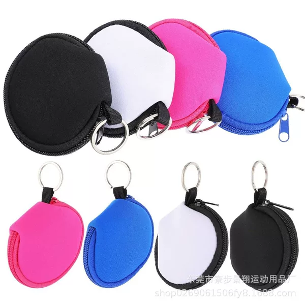 Diving Material Earphone Storage Bag, Mini Portable Data Cable Pouch, Keychain Coin Purse, Customizable with Prints