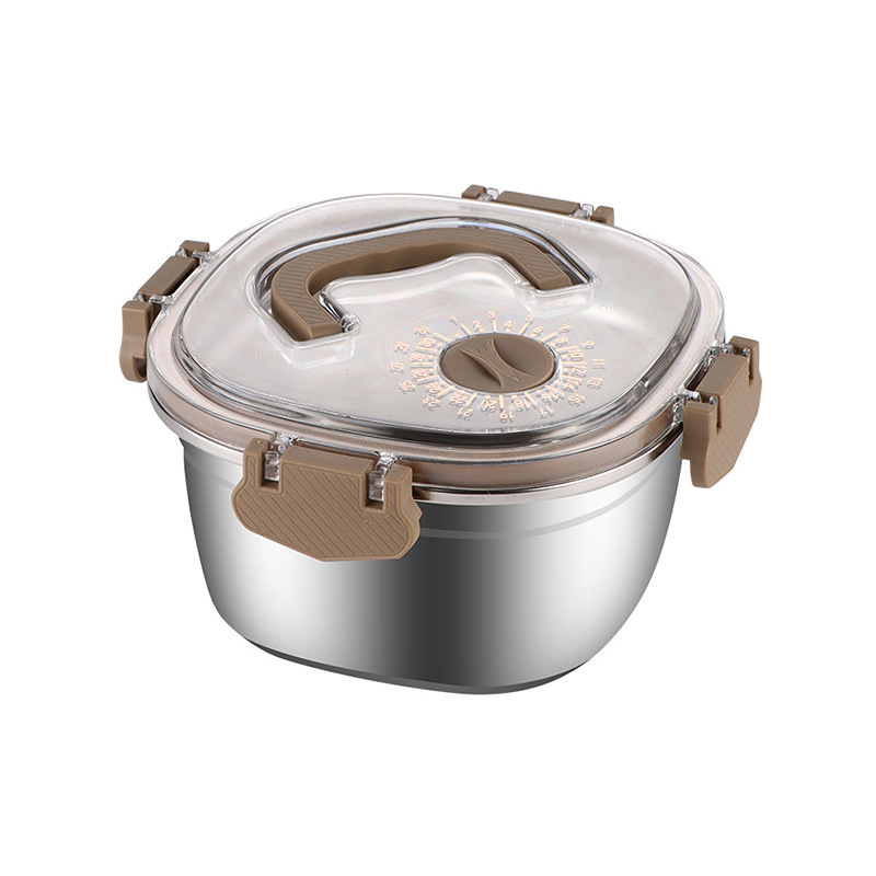 Caja de conservación fresca de acero inoxidable 304 con tapa, lonchera portátil para estudiantes de oficina de gran capacidad, caja de almacenamiento sellada para el hogar