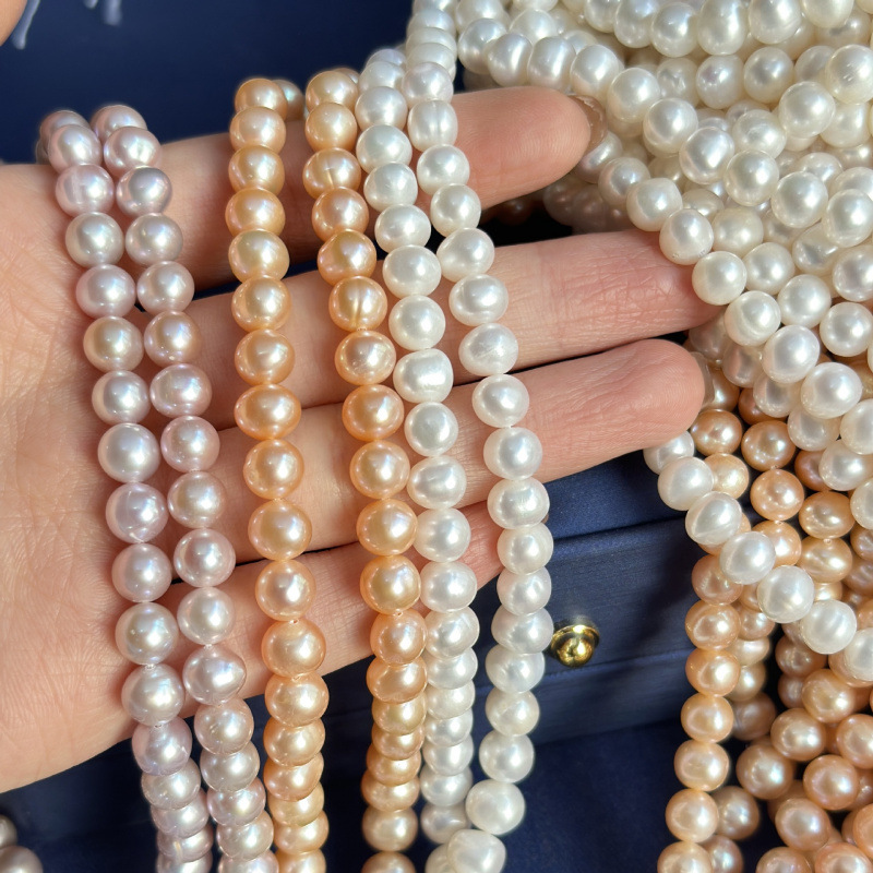 Large Quantity of Ready Stock 7-8mm Near-Round Strong Luster Freshwater Pearl Raw Materials, Loose Beads Wholesale, Jewelry Accessories Wholesale