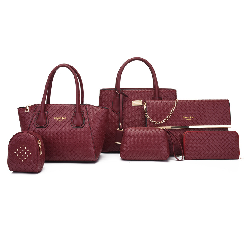 Conjunto de seis bolsos tejidos versátiles de moda para mujer 2025, que incluye bolsos de mano, bolsos de hombro y bolsos cruzados, para madre e hija.