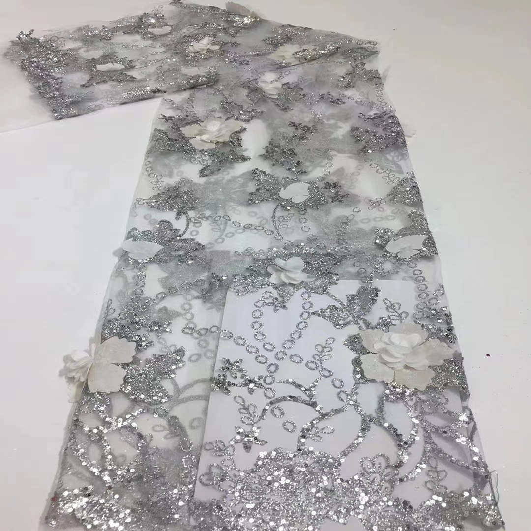 3D Flor de tela de encaje Nueva Moda 3D de malla de encaje vestido de novia vestido de noche tela JX2131 image 7