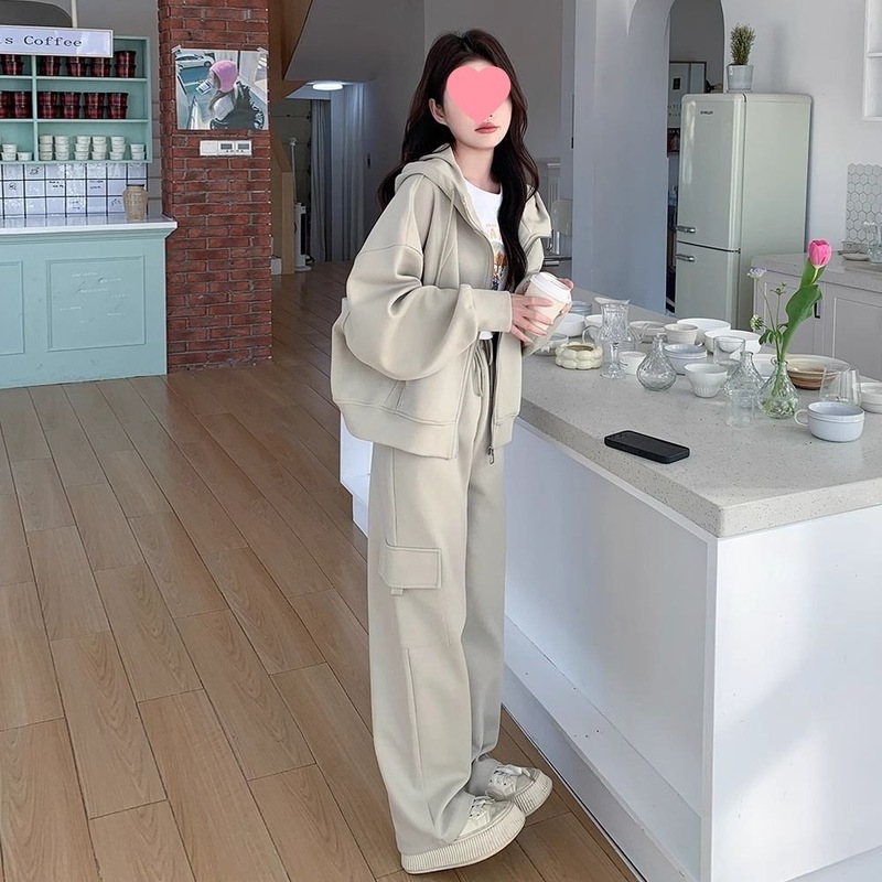 高级感休闲运动套装女春秋小个子工装风卫衣卫裤两件套早秋一整套|undefined