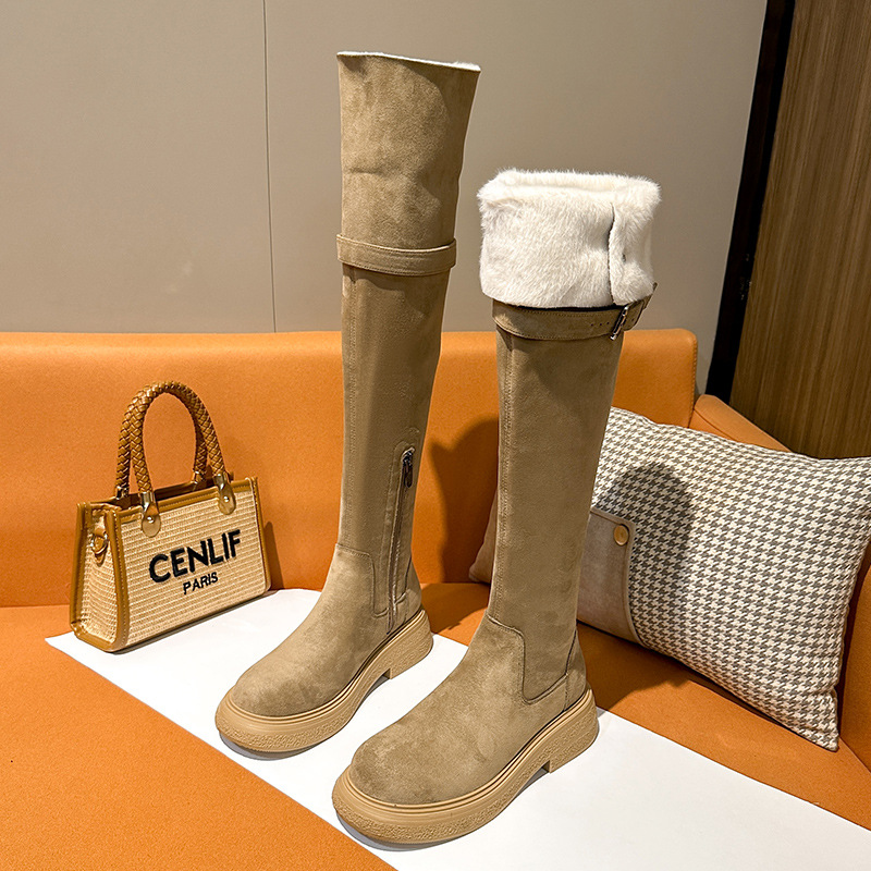 Overknee-Stiefel Damen Overknee-Stiefel Herbst/Winter Plateau Maillard Overknee-Stiefel Braune Ritterstiefel_voghion.com