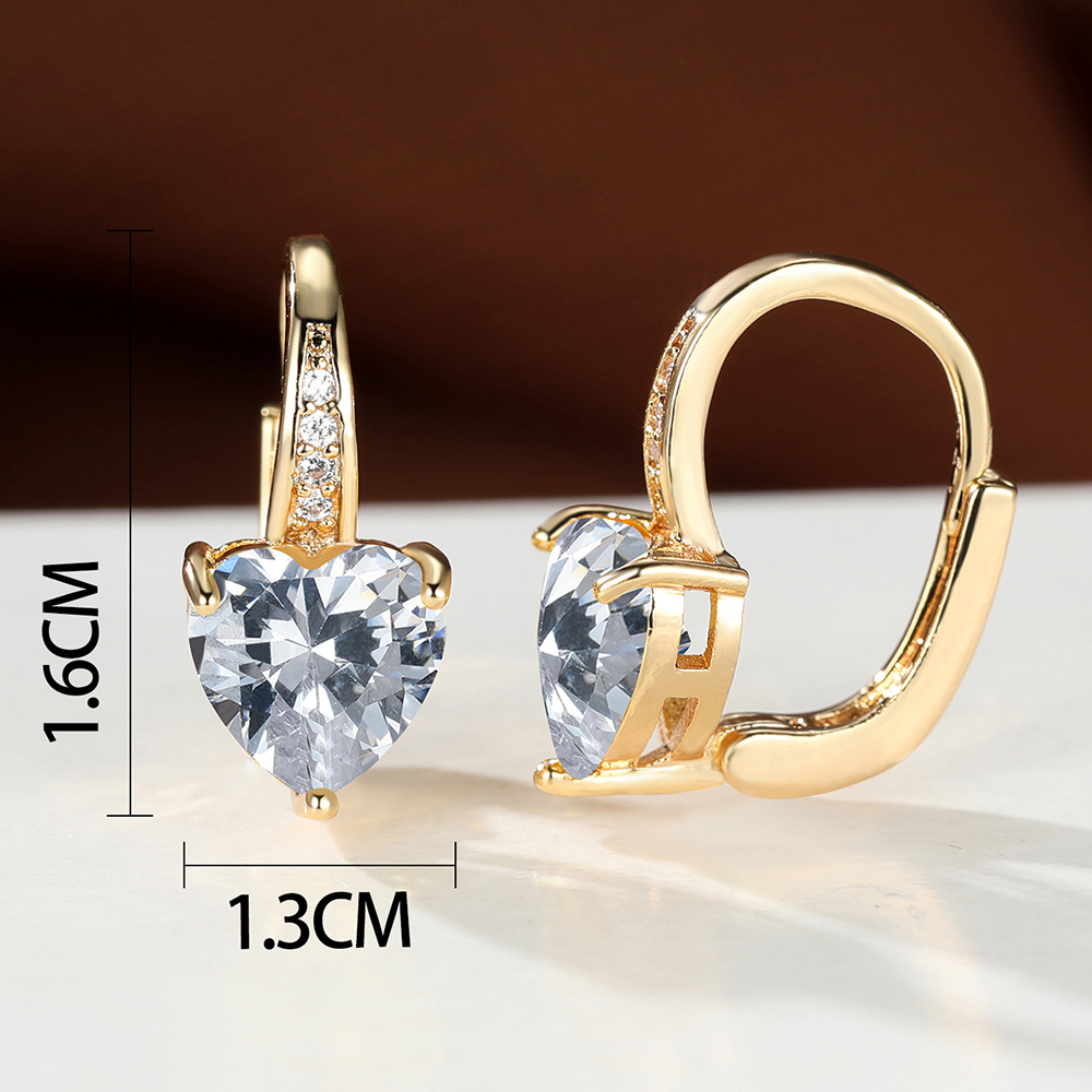 Fashion Heart Shape Copper Plating Inlay Zircon Hoop Earrings 1 Pair display picture 1
