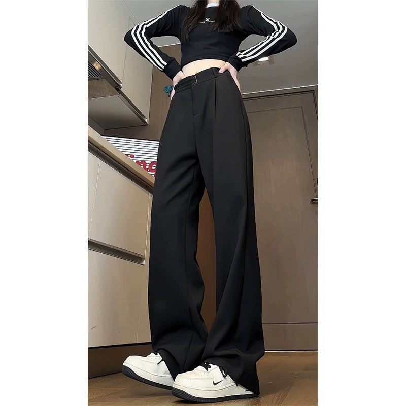 Мужские драпированные брюки из ледяного шелка, весна-лето, новые модные широкие брюки, высококачественные свободные прямые повседневные брюки для костюма