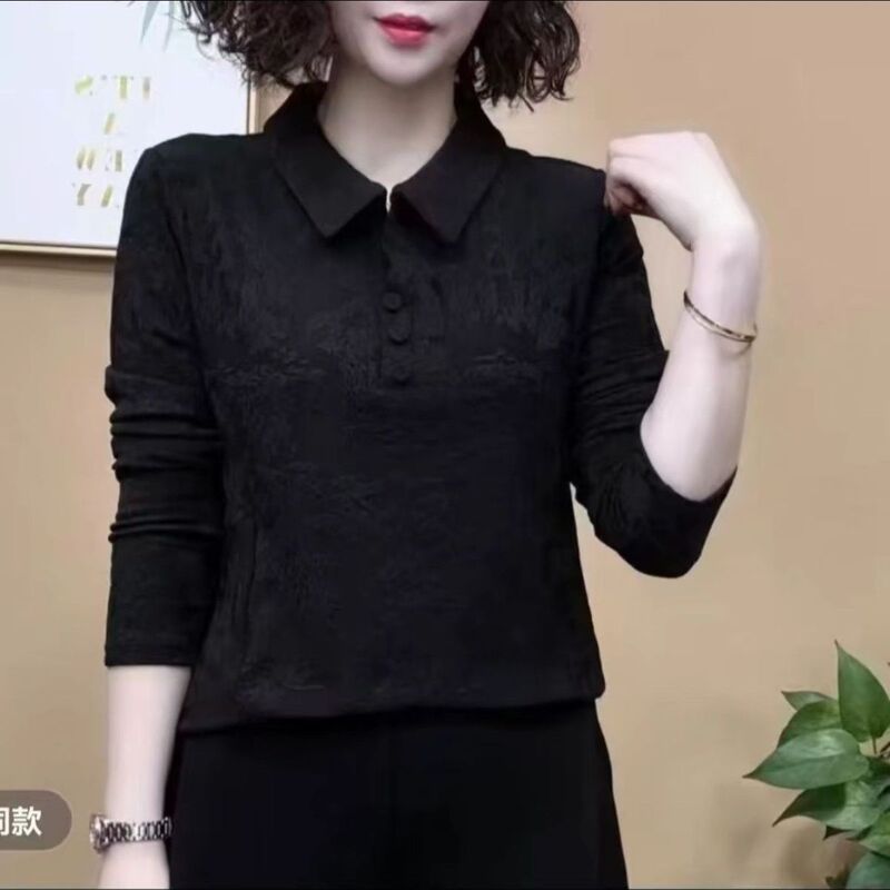 春季长袖时尚妈妈提花2025新款打底洋气小衫显瘦气质上衣衬衫女装|undefined