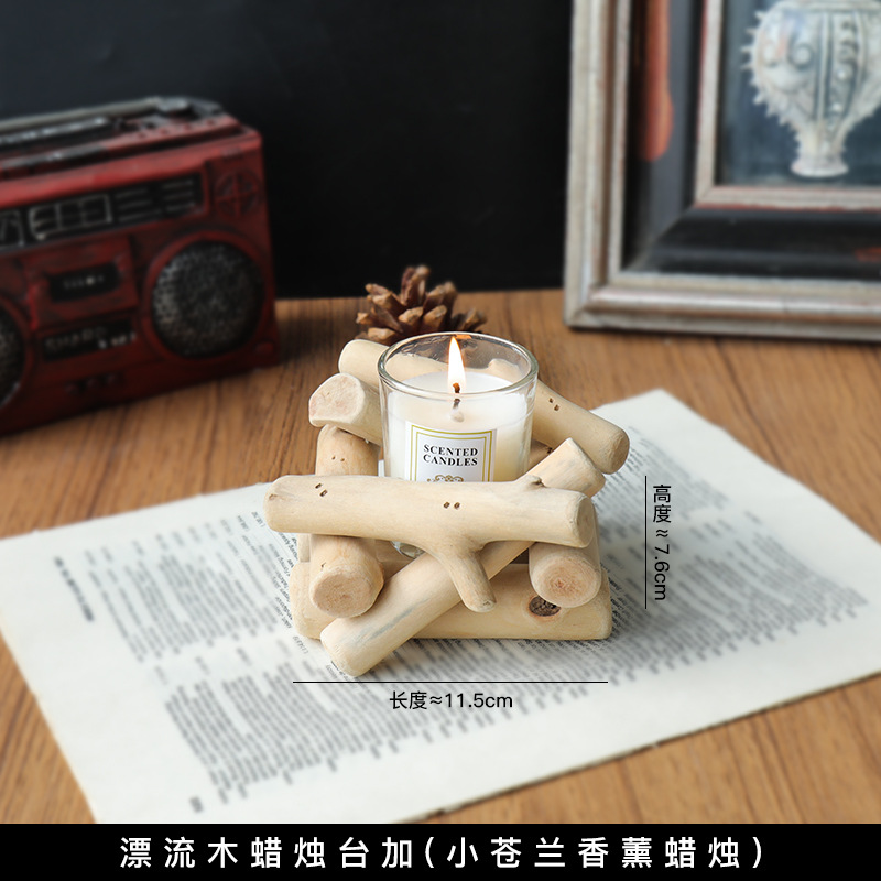 Elegant European-inspired Ins creative drift bottle original wood glass candle holder ornament pastoral style home office desk decoration for photography