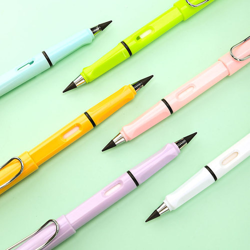 Regular Large Rod] Black Technology Colorful Pencil Without Ink Student Permanent Posture Pencil HB Durable