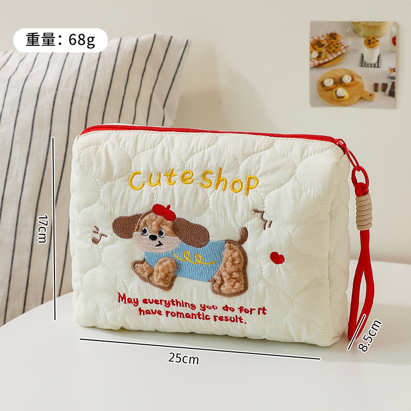 かわいい子犬ポータブル化粧品バッグ女性のポータブル大容量スキンケアブラシ旅行トイレタリーバッグ卸売|undefined