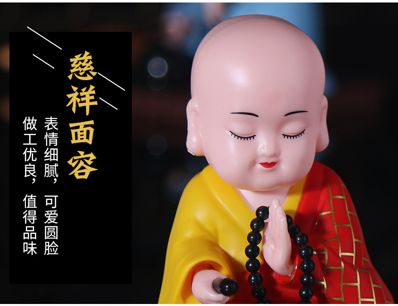 Car Ornaments, Monk Car Ornaments, Solar Automatic Nodding, Knocking Wooden Fish, Car Decompression Dolls