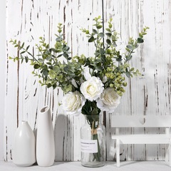 玫瑰尤加利INS風仿真花廠家家居裝飾婚慶手捧花牆假花DY1-2300