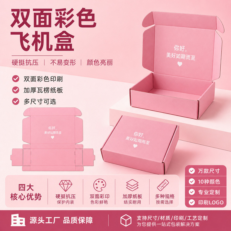 Wholesale pink airplane boxes, extra-sturdy clothing and cosmetics packaging boxes, tempered film phone case packing corrugated paper boxes Wholesale pink airplane boxes, extra-sturdy clothing and cosmetics packaging boxes, tempered film phone case packing corrugated paper boxes