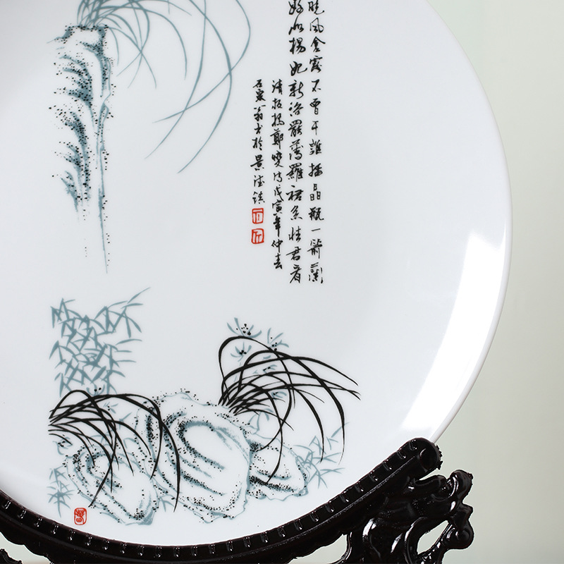 (2개) 도자기 접시 BOGU 아트 BOGU 랙 도자기 거실 JINGDEZHEN 플레이트 아트 중국 스타일 세라믹 장식품 MEI LAN