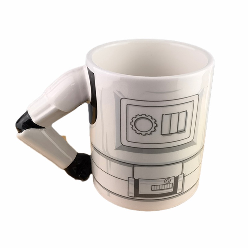 Taza de cerámica de Star Wars soldado blanco y negro taza de café D2 Star Wars B8 taza de robot 3D en forma de taza de agua