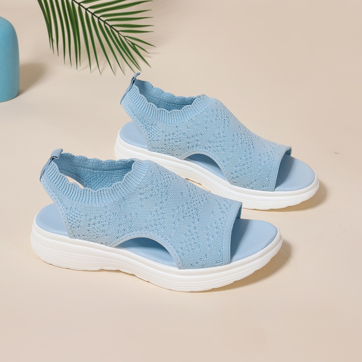 Sandalias de Cuña Tejidas para Mujer Talla Grande de Tela y Caucho con Suela Gruesa para Verano image 15
