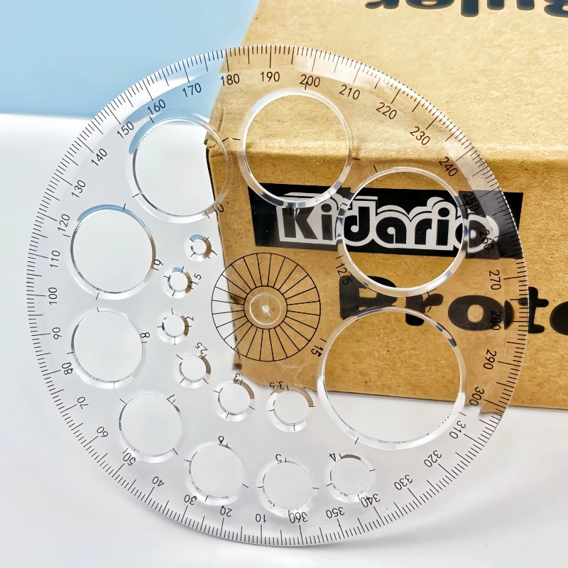 360 -degree full circular angle geometric graphic drawing artifact large disc transparent quickly draws circle quarrel