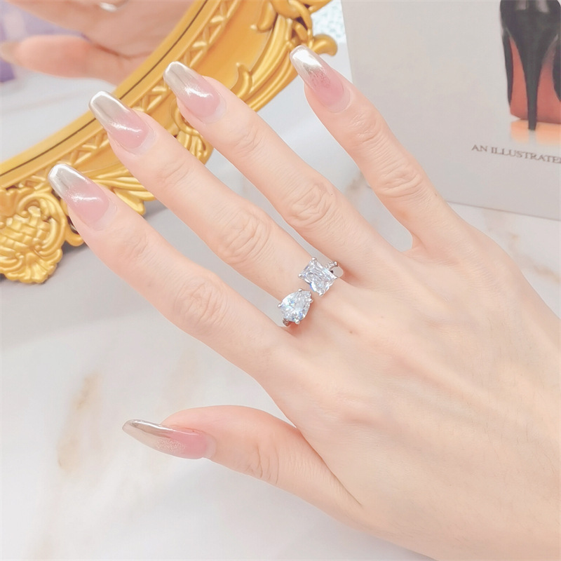 1 Piece Simple Style Asymmetrical Artificial Gemstones Plating Womenu0027S Open Ring