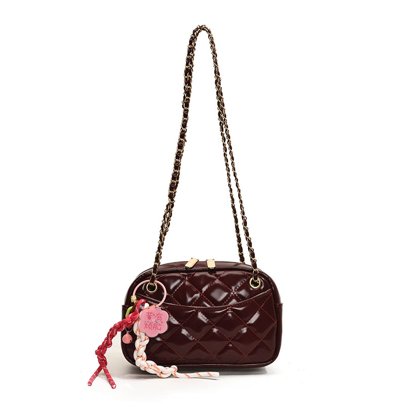 Bolso de cadena de diamante brillante para mujeres 2025, nuevo estilo de moda versátil, bolso de hombro, bolso casual simple