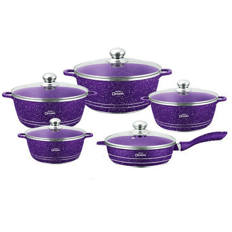 10 pcs cocina set transfronterizo de cocina de aluminio 10 piezas set de prensado de cocina de cocina con cubierta de vidrio de cocina de cocina de cocina