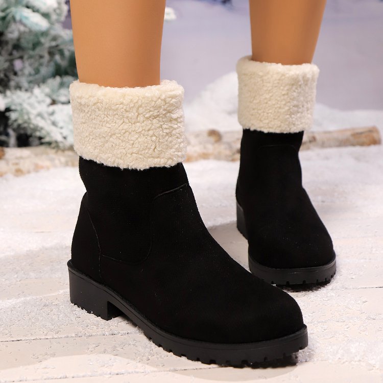 Large-size snow boots female fall and winter new cotton boots female cotton shoes_voghion.com