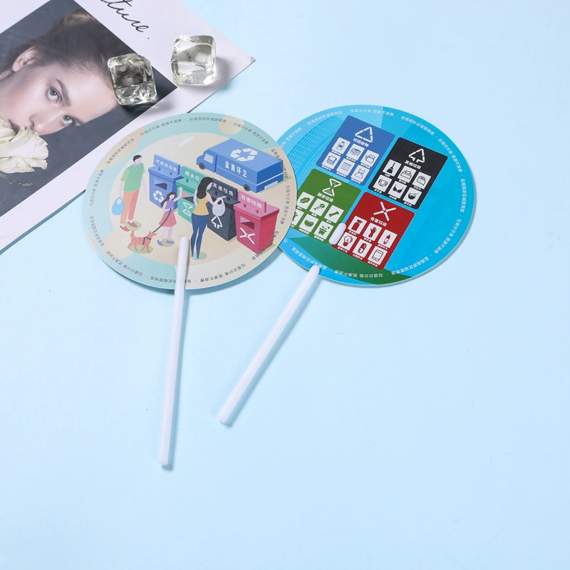 Рекламный вентилятор логотип мультяшная печать изготовление вентиляторов PP пластиковая пропагандистская ручка печать вентиляторов оптом