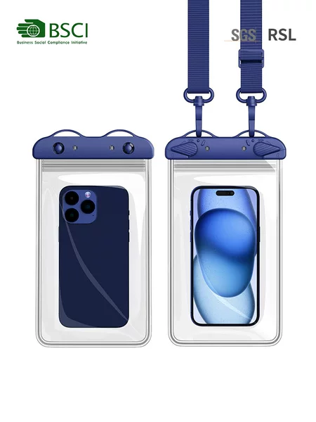 Large Four-Sided Double-Layer Mobile Phone Waterproof Bag with Touch Screen Swimming Crossbody Pvc Mobile Phone Bag 8-Level Waterproof Mobile Phone Case
