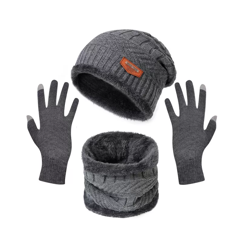Winter keep warm scarf, woolen knitted hat, increased thickness, family style