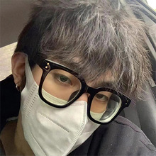 韓國經典黑框男士眼鏡防藍光可配近視2022新款眼鏡框潮圓臉平光鏡