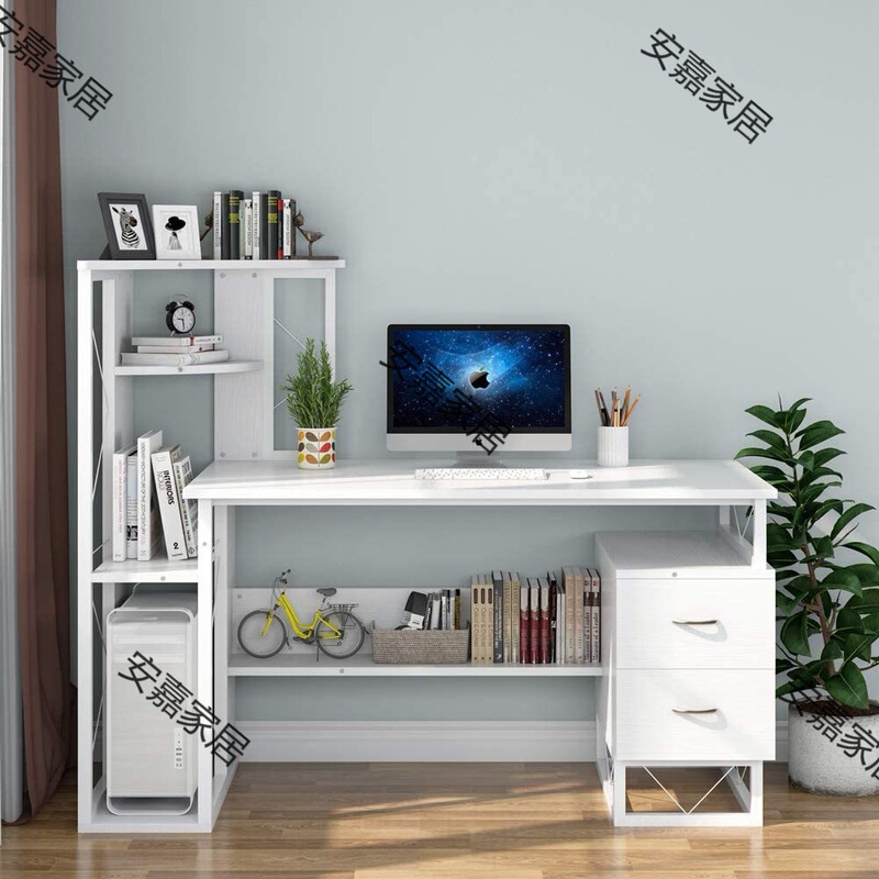 L-shaped Office Desk Corner Desk Dual Computer Desk Home Office Gaming Workstation with Locker