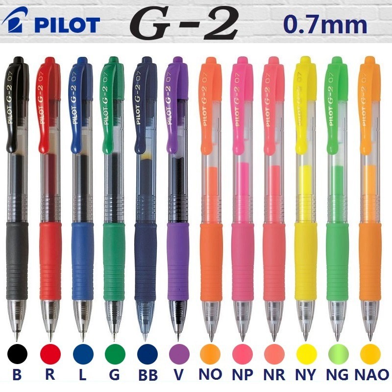 日本百乐BL-G2按动中性学生0.5黑色签字笔0.38大容量黑色水笔0.7