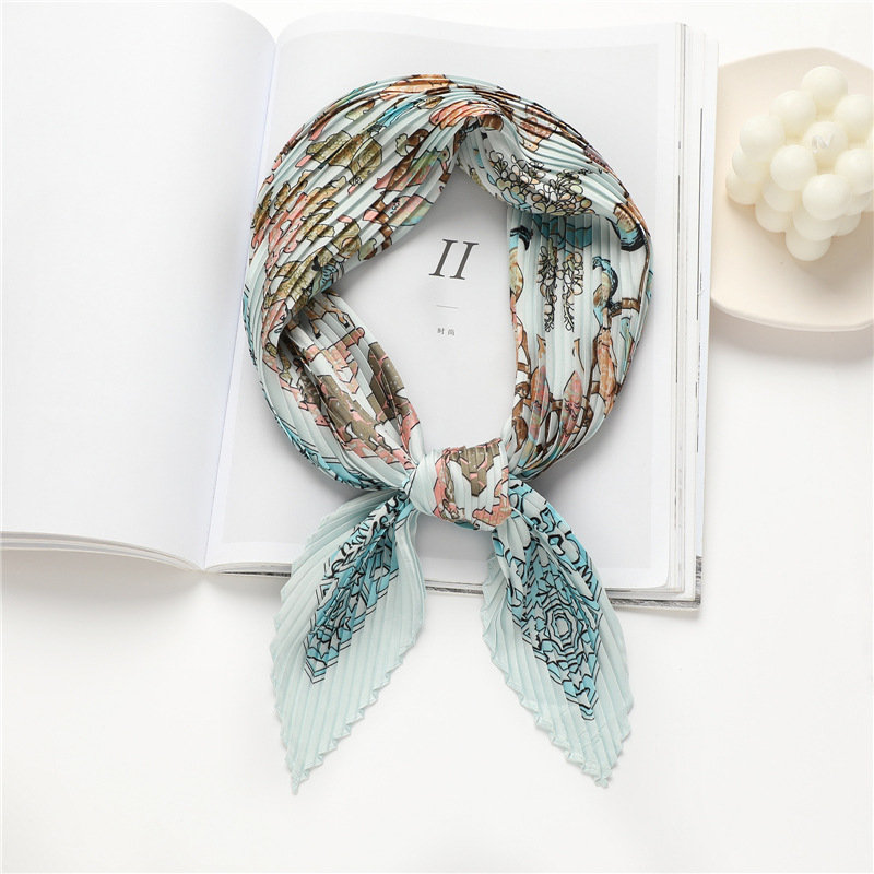 Square Pleated Diamond Simulation Silk Scarf For Women_voghion.com