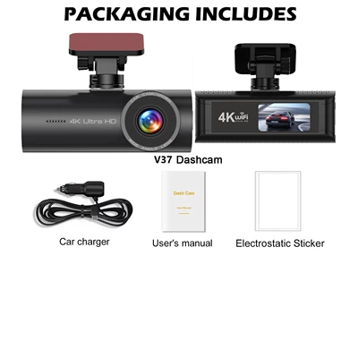 Cross-Border 4K Driving Recorder Front and Rear Dual Camera Wifi Ultra-High Definition Night Vision 24H Parking Monitoring Gps Reversing Image (Driving recorder) - front-of-car-wifi
