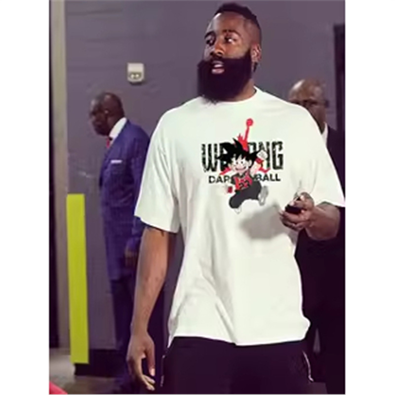 Dragon Ball Co-Branded T-Shirt Sun Wukong Flying Man Short-Sleeved Boys Trendy White T-Shirt Anime Summer Large Size Half-Sleeved