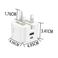 PD30W折叠英规快充充电器UKCA认证A+C双口快充电源适配器适用苹果